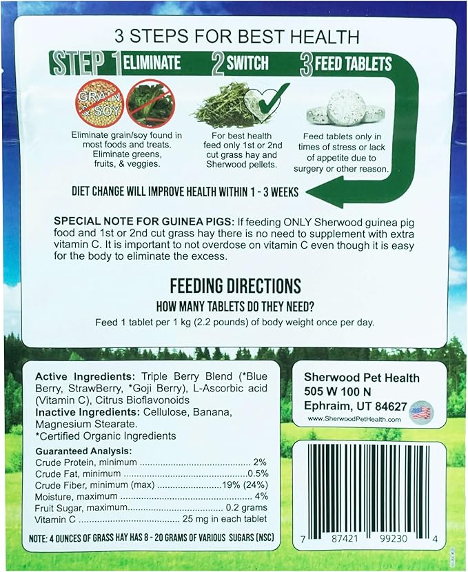 Sherwood Pet Health triple-berry Vitamin C Ingredients