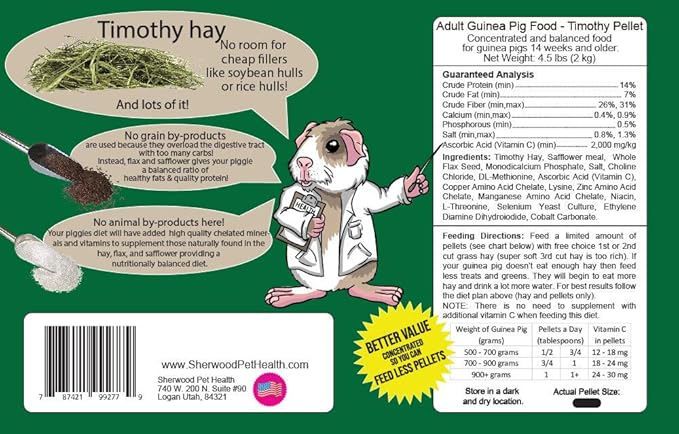 Showing Adult guinea pig timothy pellet ingredients