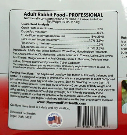 Adult rabbit professional ingredients