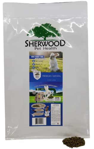 Adult rabbit free choice timothy pellet food. With a white rabbit on the package. indicating premium and natural ingredients
