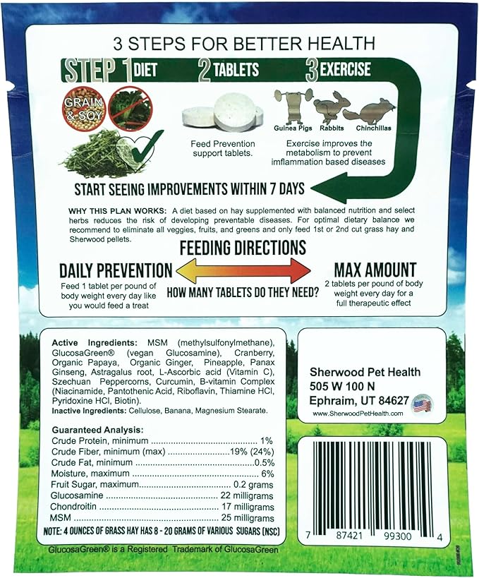 Sherwood Pet Health Prevention tablet ingredients and feeding directions
