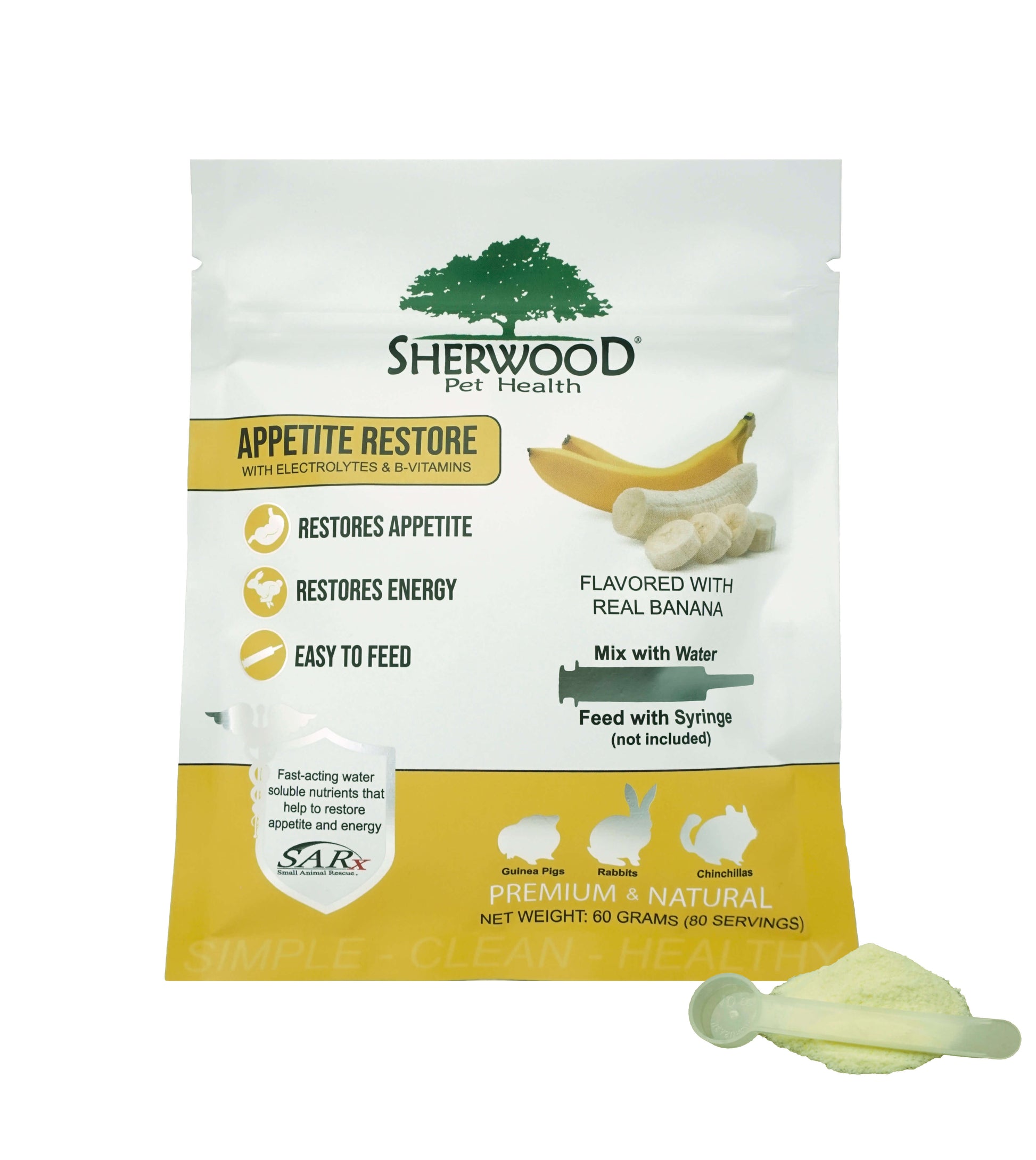 Sherwood Pet Health Appetite Restore with bananas for rabbits, guinea pigs and chinchillas